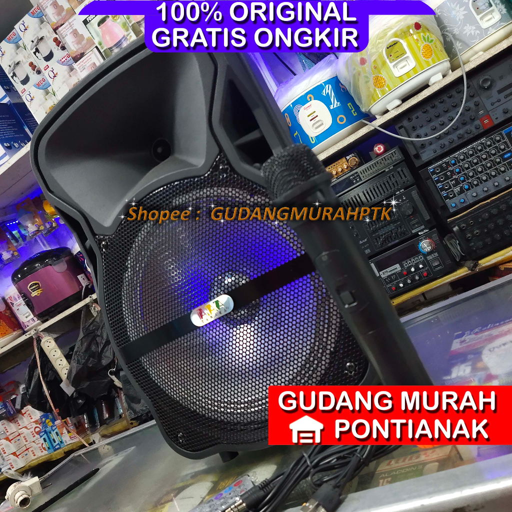 Salon Bluetooth TANAKA 10inch Speaker Portable 10&quot; + Mic Wireless ukuran bass 10 SUara NYARING dan TERUJI AAA