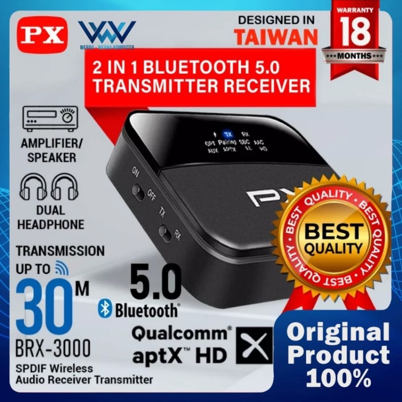 Receiver Bluetooth Transmitter Audio 5.0 HD Stereo 2in1 PX BRX-3000