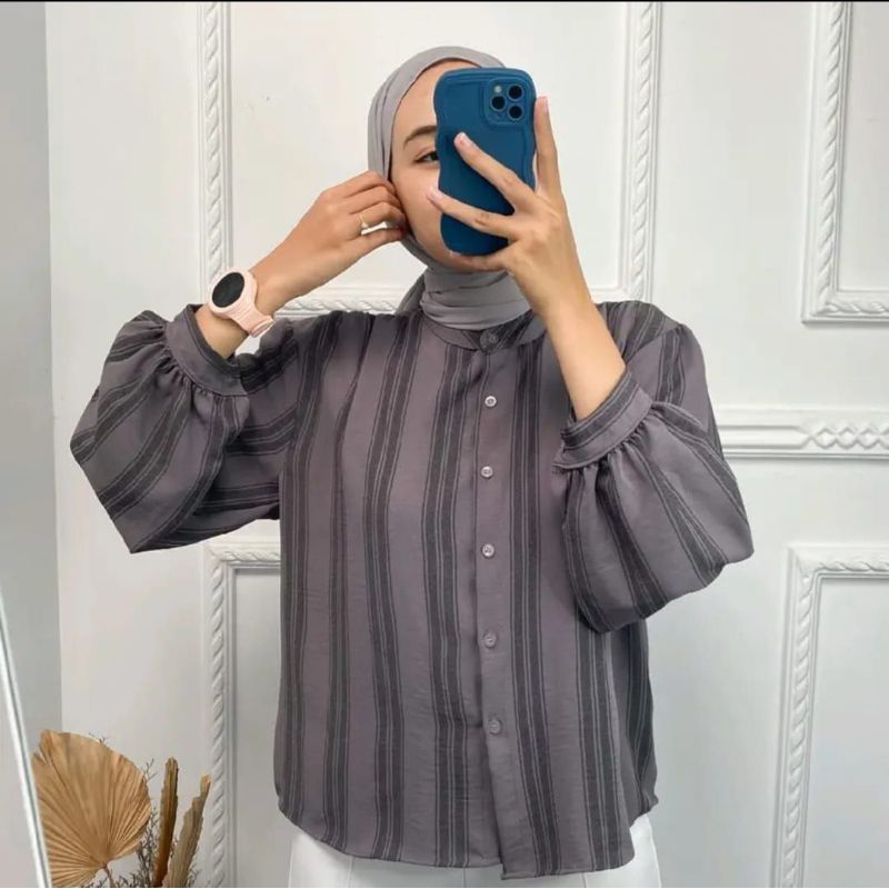 ATASAN KEMEJA BLOUSE ARRIN GARIS CRINKLE