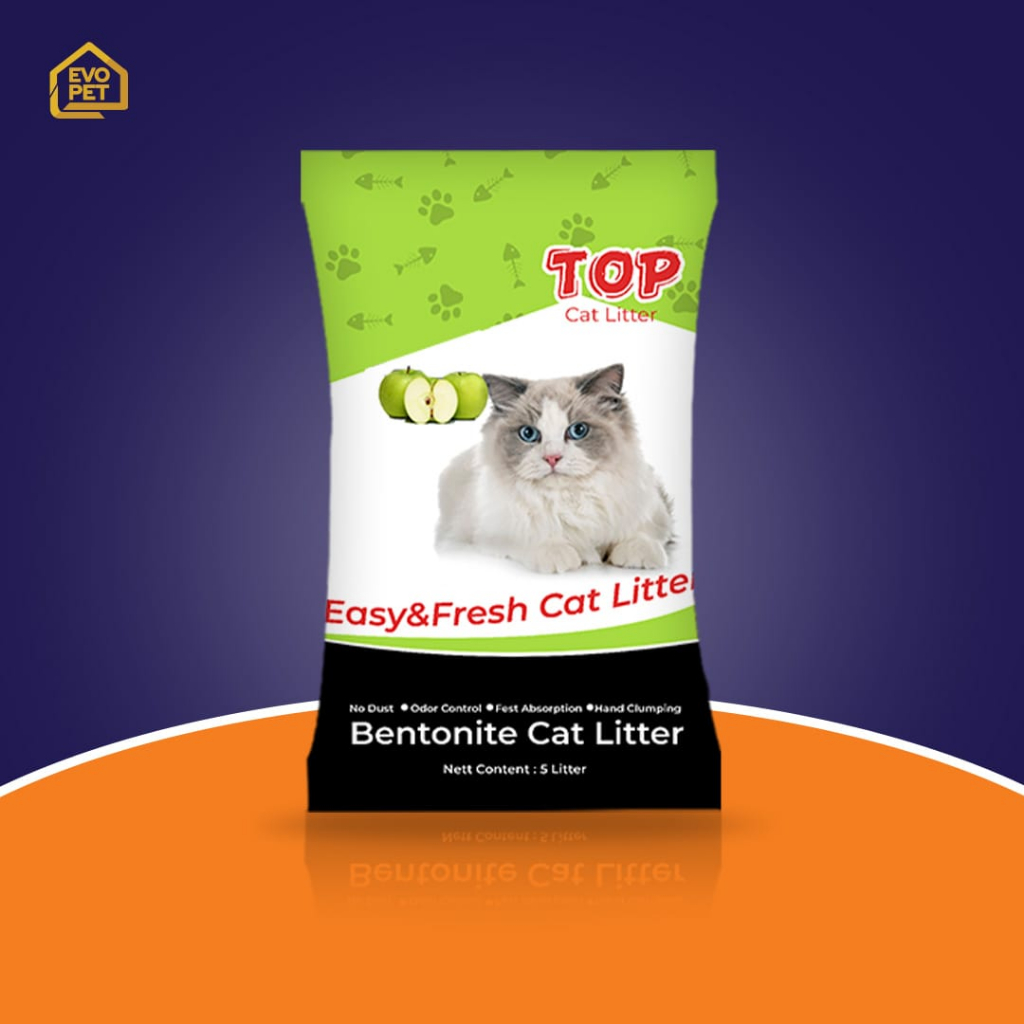 Pasir Kucing TOP Apel 25L Bentonite Gumpal Dan Wangi