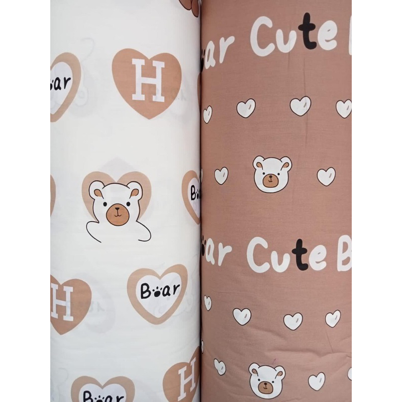 kain sprei meteran bear coklat magenta