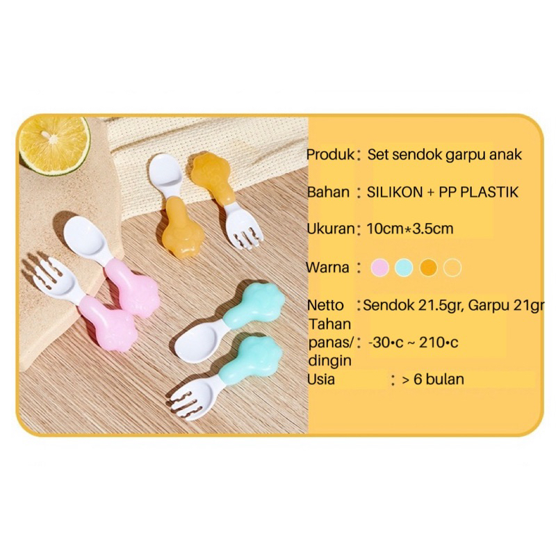 Set makan sendok garpu anak baby spoon and fork peralatan makanan bayi