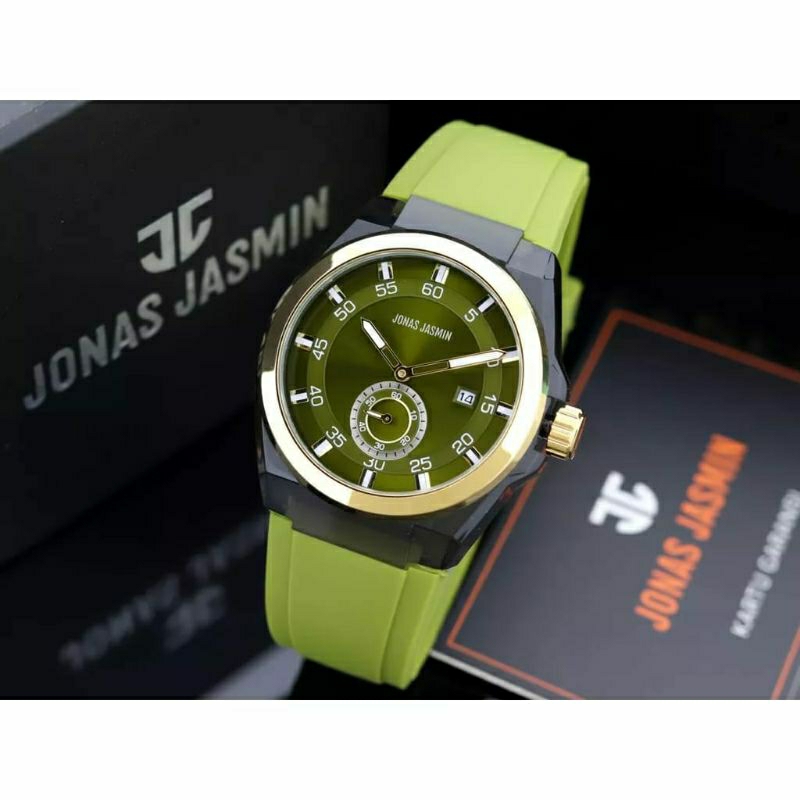 PROMO BOMBASTIS! Jam Tangan Jonas Jasmin 5319 Original Pria Rubber Chrono Kasual Garansi