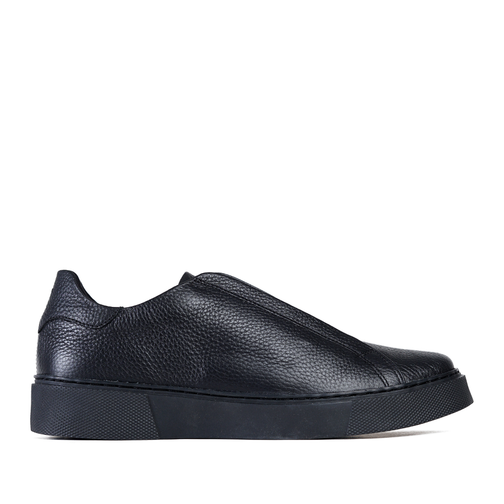 Prabu - Chandara All Black Sepatu Slip On Sneakers Kulit Pria Hitam