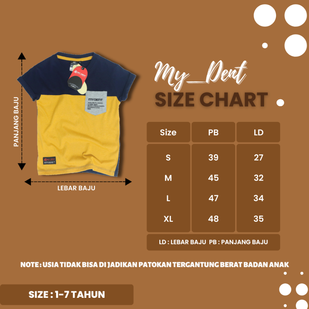 Baju Anak Laki Laki Distro Mydent Umur 1-7 Tahun Bahan Cotton 30S