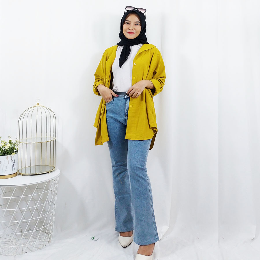 CARLINA DEVANCA SHIRT BLOUSE OLIVIA CRINKLE PREMIUM AIRFLOW MATT KATUN CRINGKLE ADEM