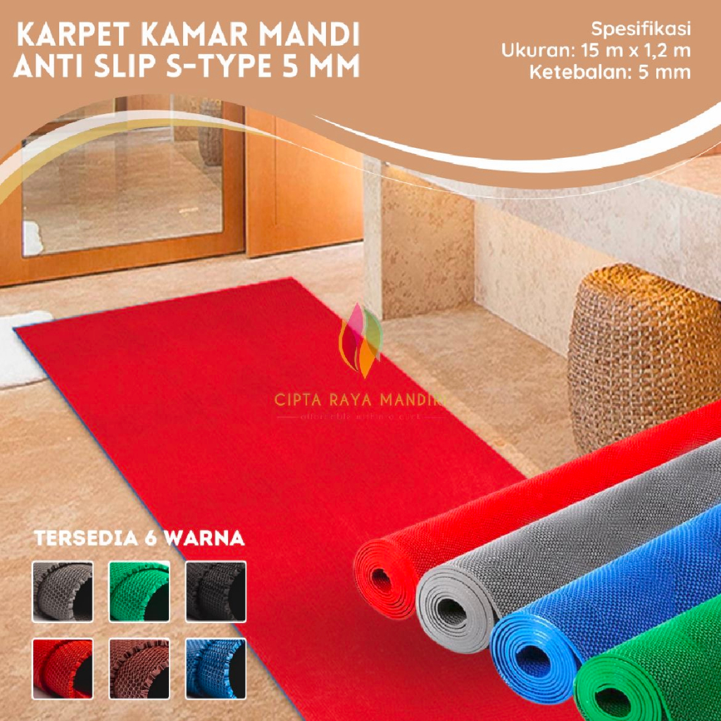 Keset Karpet Anti Slip Bahan PVC S Type Rol 15 x 1,2m Keset Kamar Mandi Keset Mesjid Keset Mushola Keset Wudhu