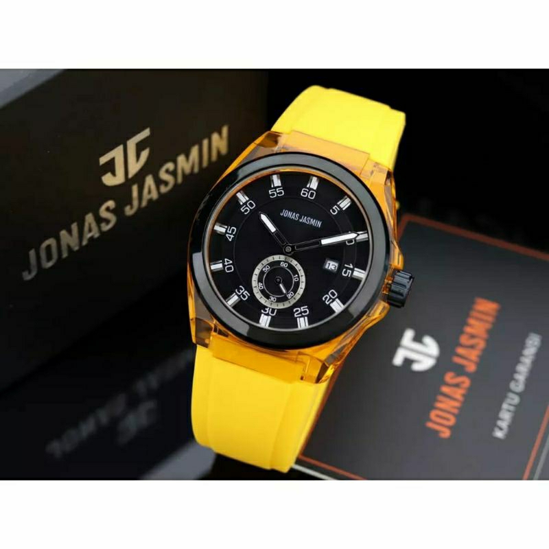 PROMO BOMBASTIS! Jam Tangan Jonas Jasmin 5319 Original Pria Rubber Chrono Kasual Garansi