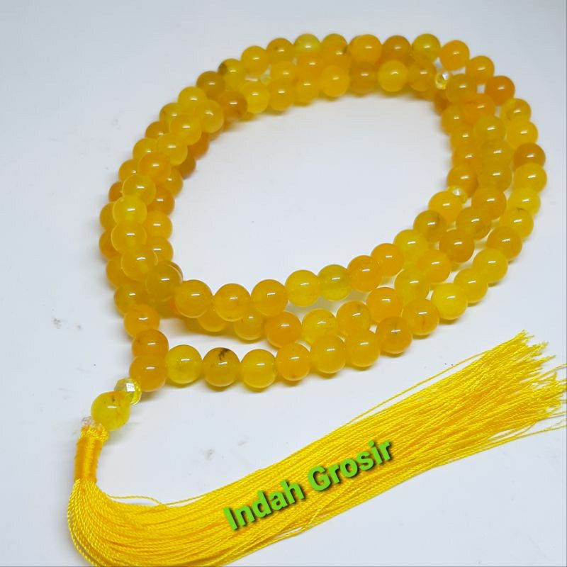 Tasbih batu giok kuning 8mm 108butir