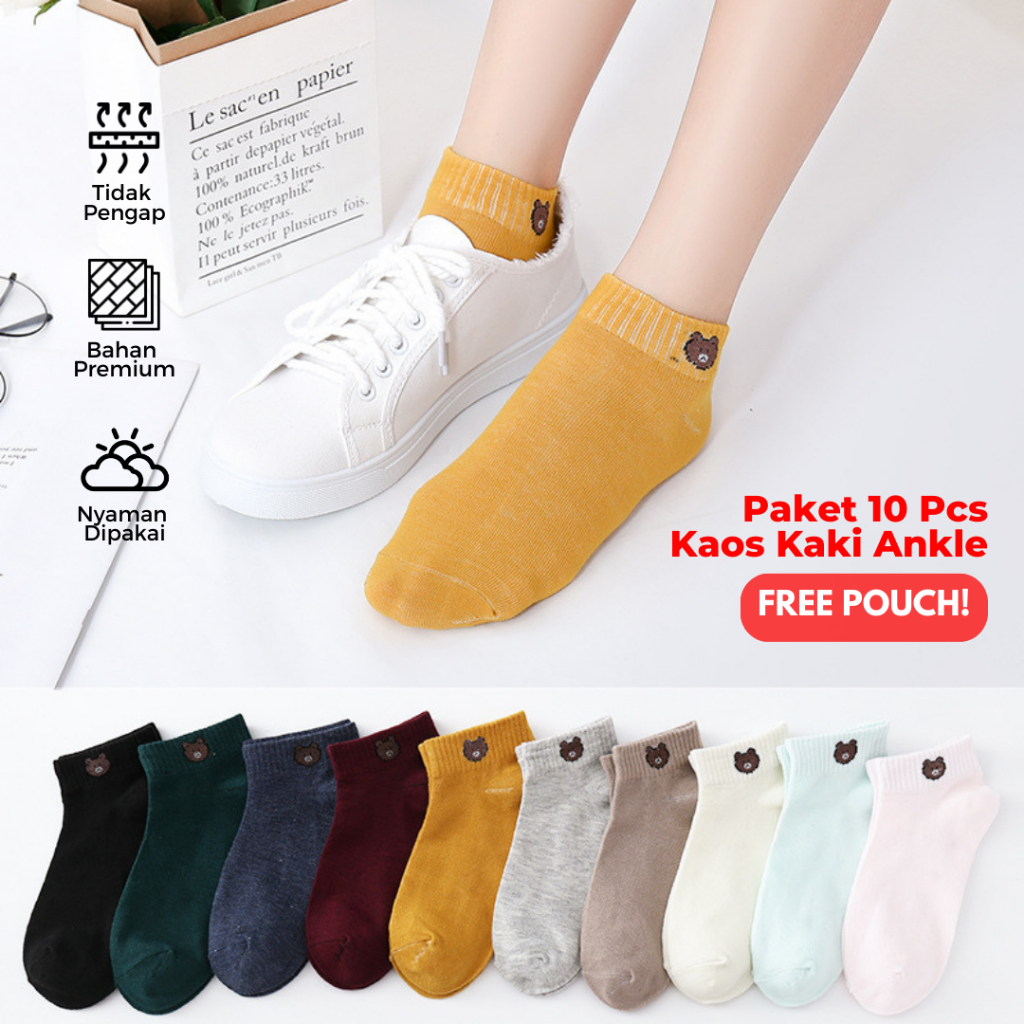 Kaos Kaki Motif Garis Warna Lucu Bundle 5 Pasang