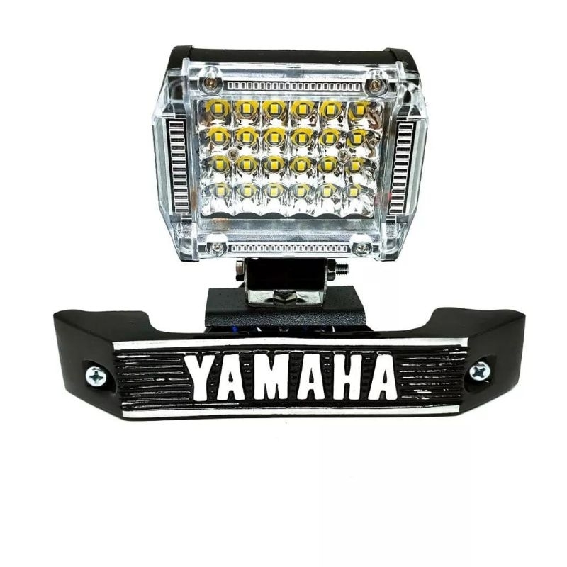 [PAKET HEMAT] Lampu Depan LED 6 Mata Red+Bleu 4594 Plus Breket Kumis Motor Yamaha RX King