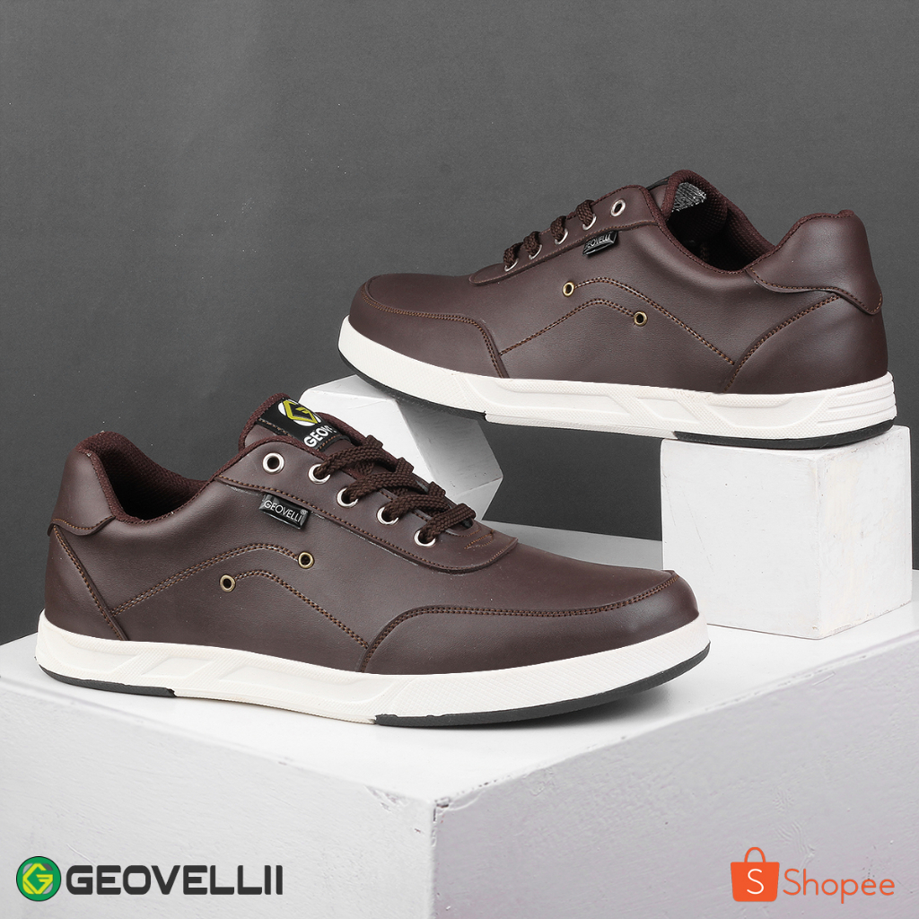 Sepatu Sneaker Pria Sepatu Sneakers Casual Geovelli Untuk Sekolah Kuliah Kerja Warna Coklat