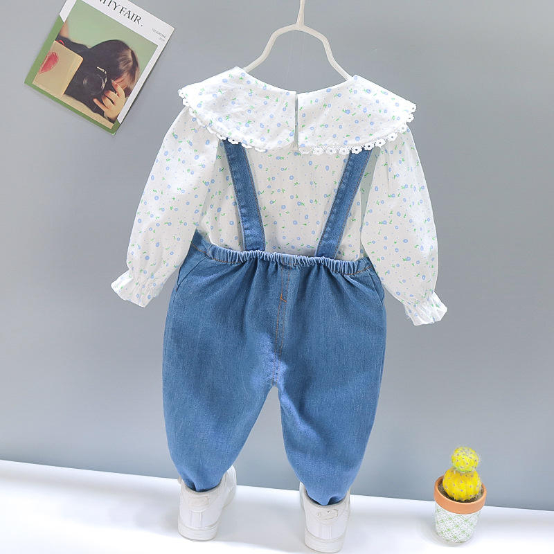 setelan anak perempuan Model celana kodok usia 6 bulan - 5 tahun Motif BLUE CHERRY ala korea