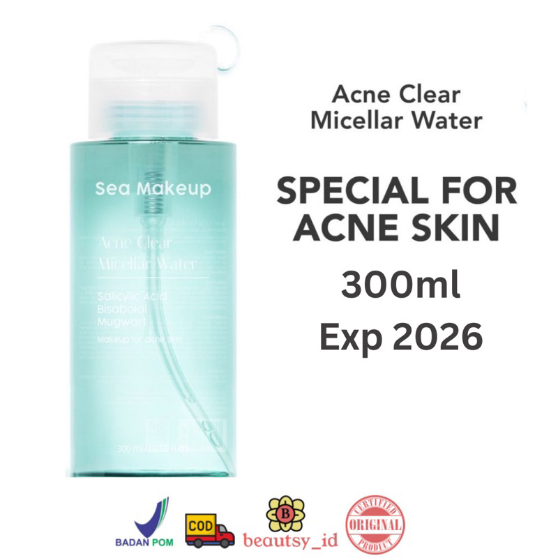 Sea Makeup Acne Clear Micellar Water 300ml Pembersih Wajah Makeup Original BPOM COD 300 ml