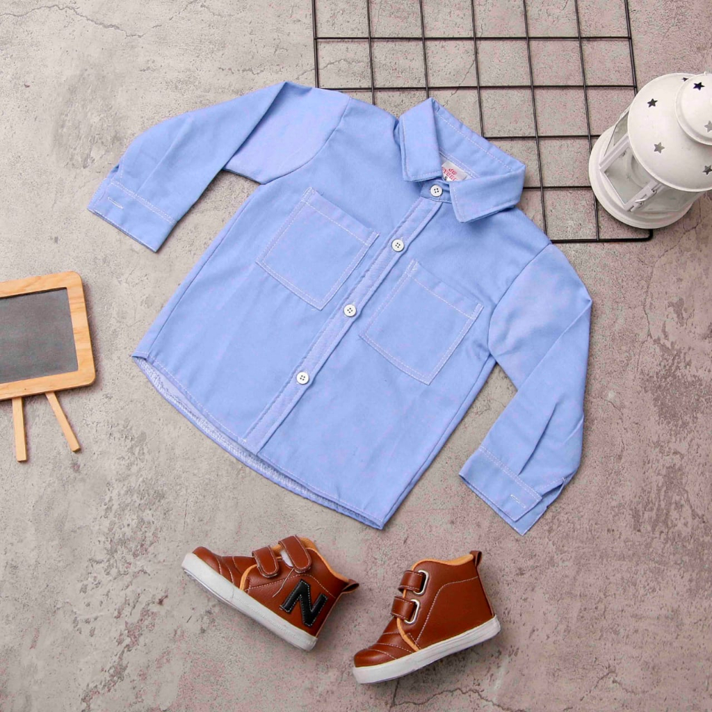 Jikialiang - KEMEJA JEANS TANGAN PANJANG ANAK USIA 1-12 TAHUN