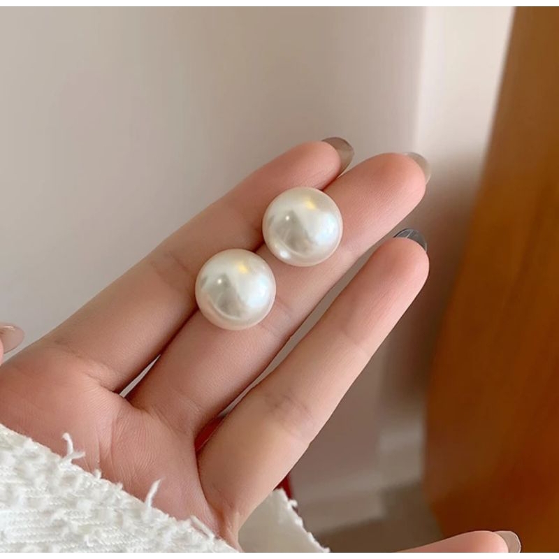 Anting Hijab Klip Mutiara Putih Anting Tanpa Tindik