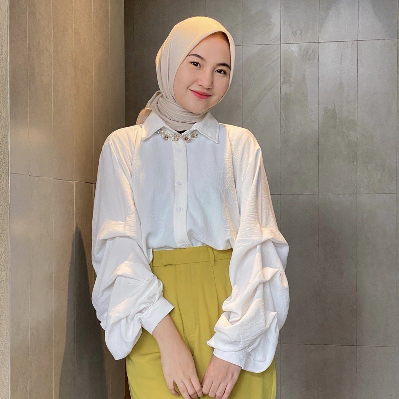 [Nazira] Anna Shirt - Blouse Wanita - Atasan Wanita Blouse - Atasan Kemeja Wanita - Kemeja Wanita - Kemeja Cringkle - Kemeja Wanita Lengan Panjang