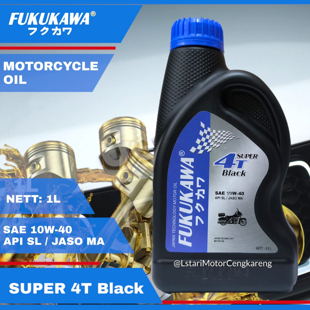 OLI MESIN MOTOR FUKUKAWA 4T BLACK SAE 10W-40 0,8 LITER TEKNOLOGI JAPAN