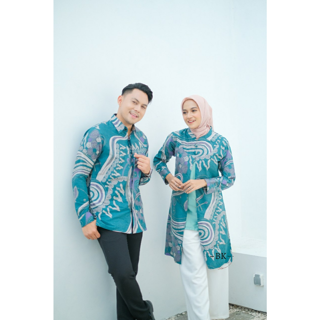 Baju batik couple modern Tunik Couple Abstrak Bolero