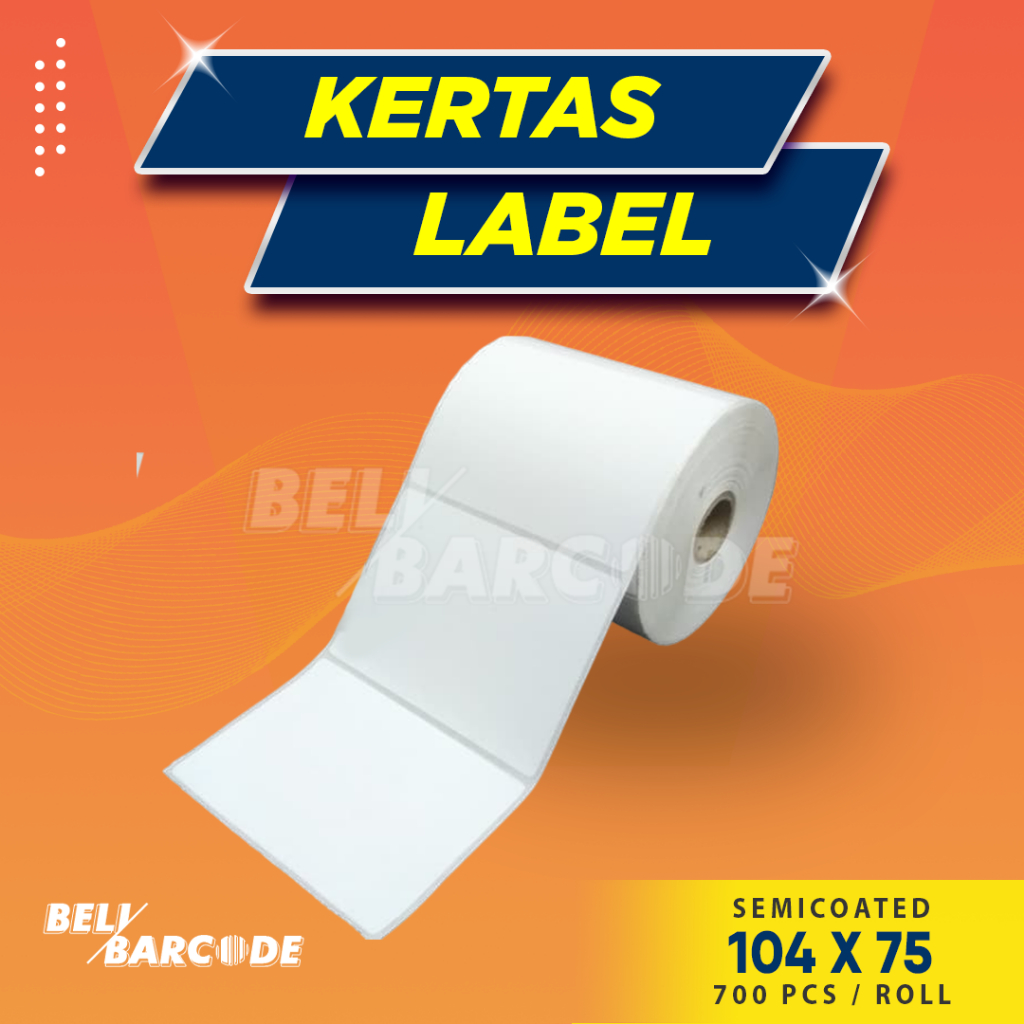 Stiker Label Semicoated 104 x 75 mm 1 Line isi 500 Pcs Cetak Resi