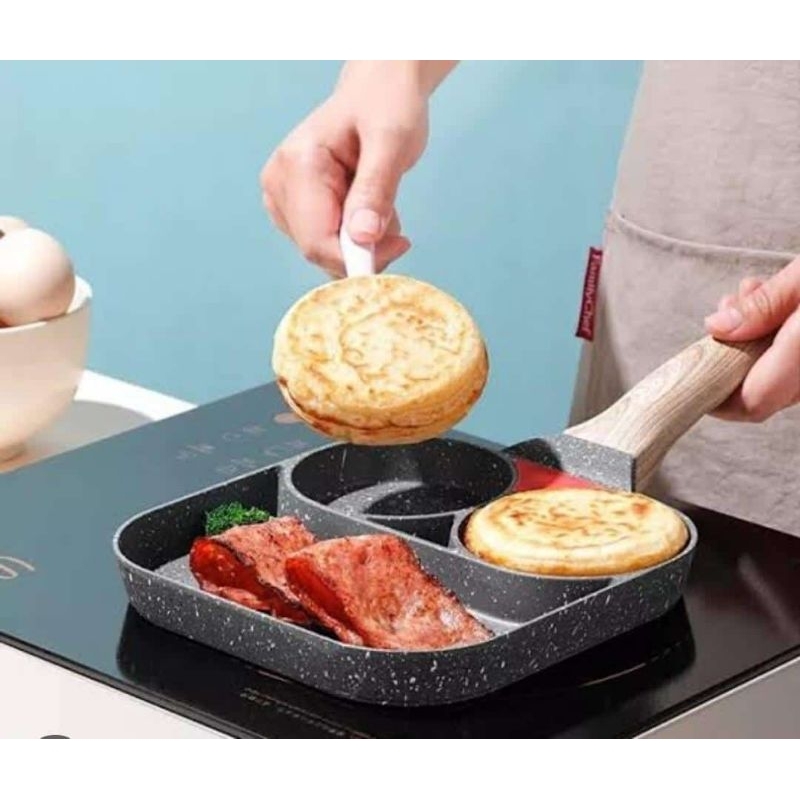 Frying pan 3 hole / panci teflon 3 sekat / smart breakfast