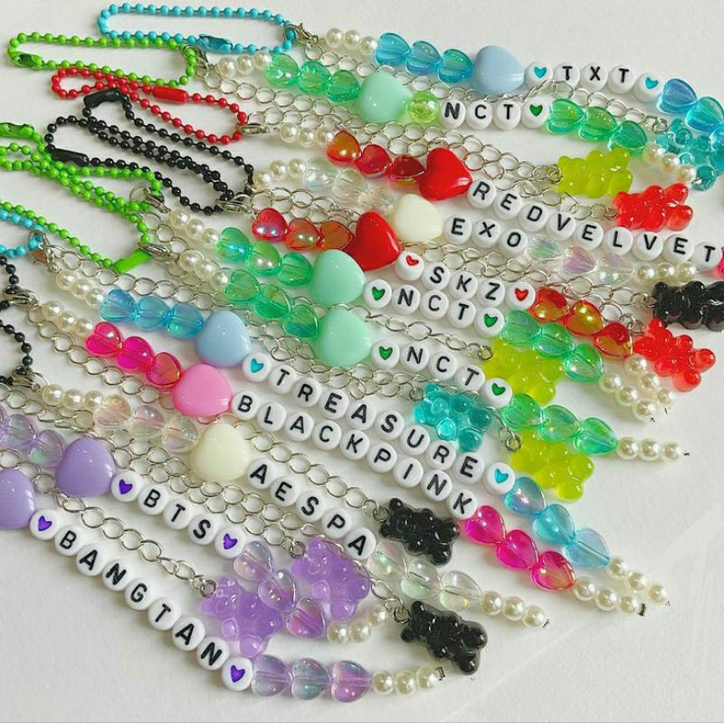 Beads keychain manik custom / keyring gantungan kunci / gantungan handphone / phone hook phone strap