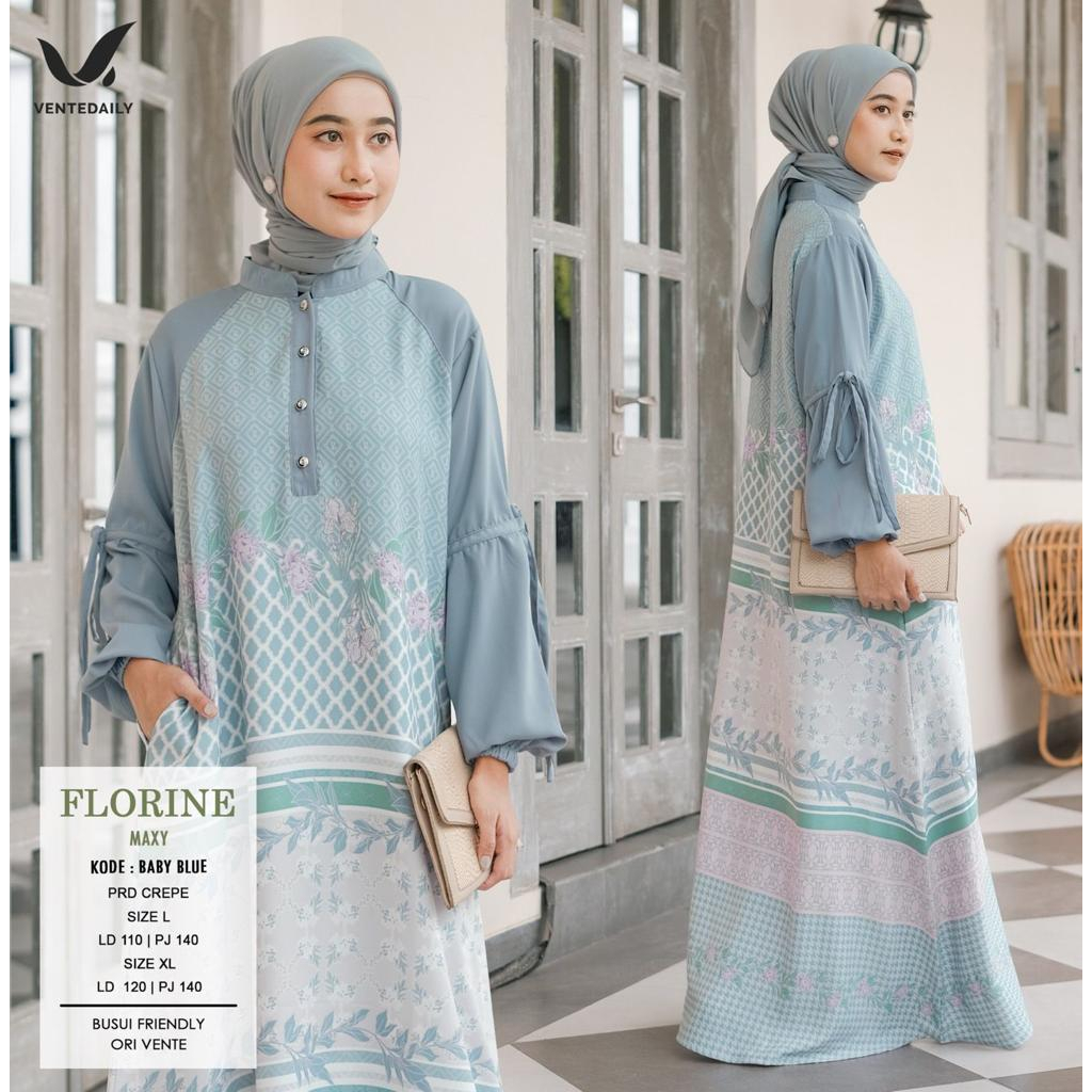 Florine Maxy Gamis LD110 Ld120 Original Vente Daily Gamis Busui Longdress Maxi Jumbo Oversize Crepe 