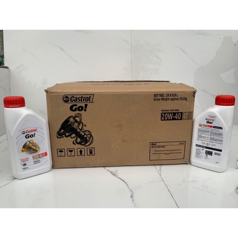 Oli castrol GO !  20 W - 40 T...ukuran 800 ml.. 1 dus isi 24 btl.