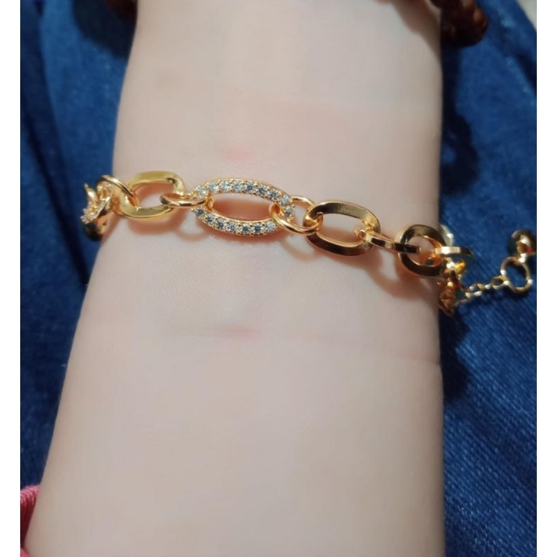 gelang rantai permata gold titanium anti karat