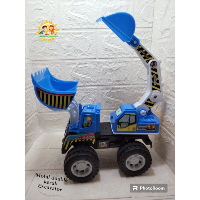 Mainan Anak laki laki Mobil Truk Double Crane , Excavator truck