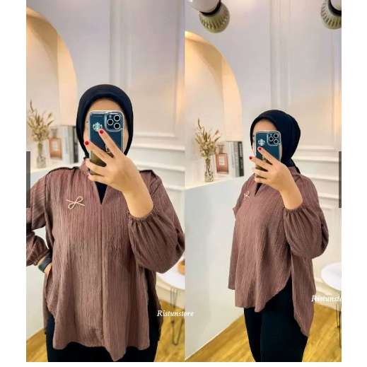 Baju atasan wanita terbaru - blouse lady crush crinkle - atasan lady crush - livia blouse lady crush - Blouse Wanita Polos - Atasan Wanita Lady crush - Blouse Lady Crush - Outer Premium Wanita - Livia Lady Crush Original - Bahan Tebal Adem