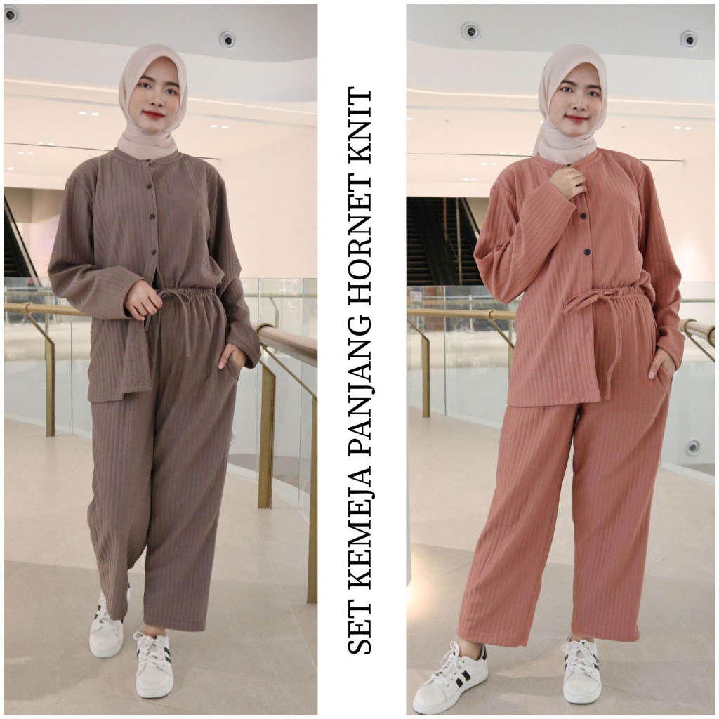 IZANY Setelan Kemeja Wanita Oblong  / One set PP Hornet Knit