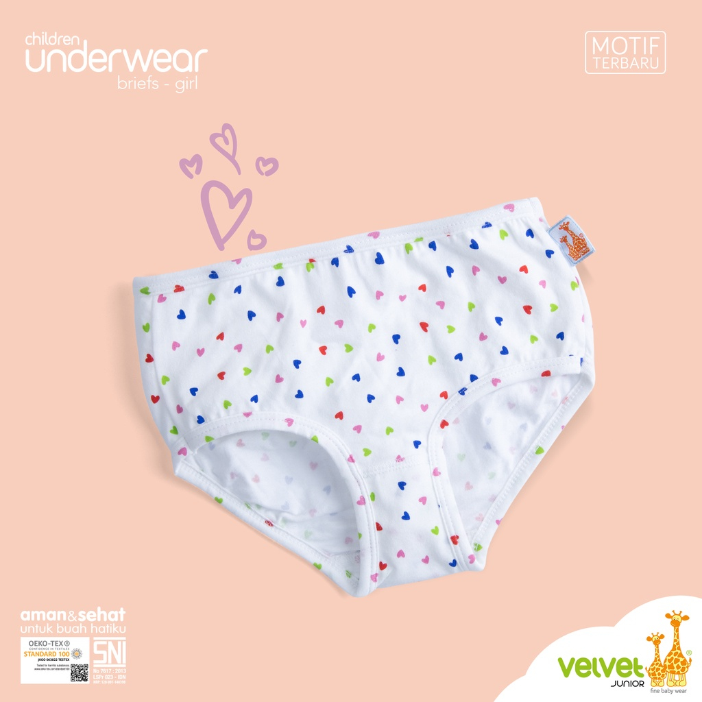 Velvet Junior UnderWear Celana Dalam Anak Perempuan Brief - isi 3 pcs