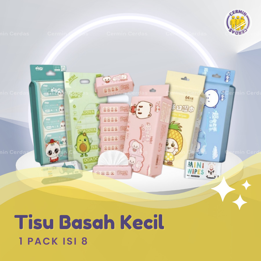 TISU BASAH KECIL WET TISSUE MINI ONE PACK ISI 8 LEMBAR TRAVEL PRAKTIS