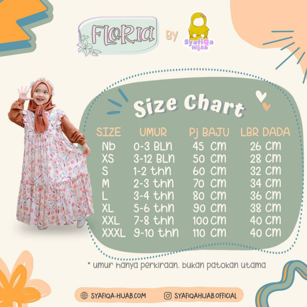 AfsheenaStore Floria Drees/ Gamis Anak Perempuan By Syafiqa