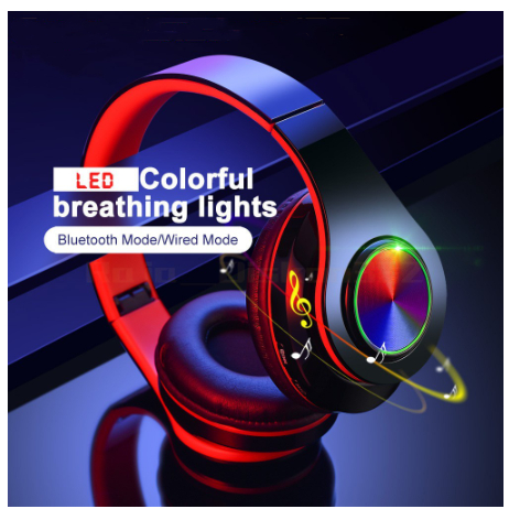 B39 Hitam/Headphone Headset bluetooth bass 5.0 RGB LED  HiFi Stereo dengan Mikrofon