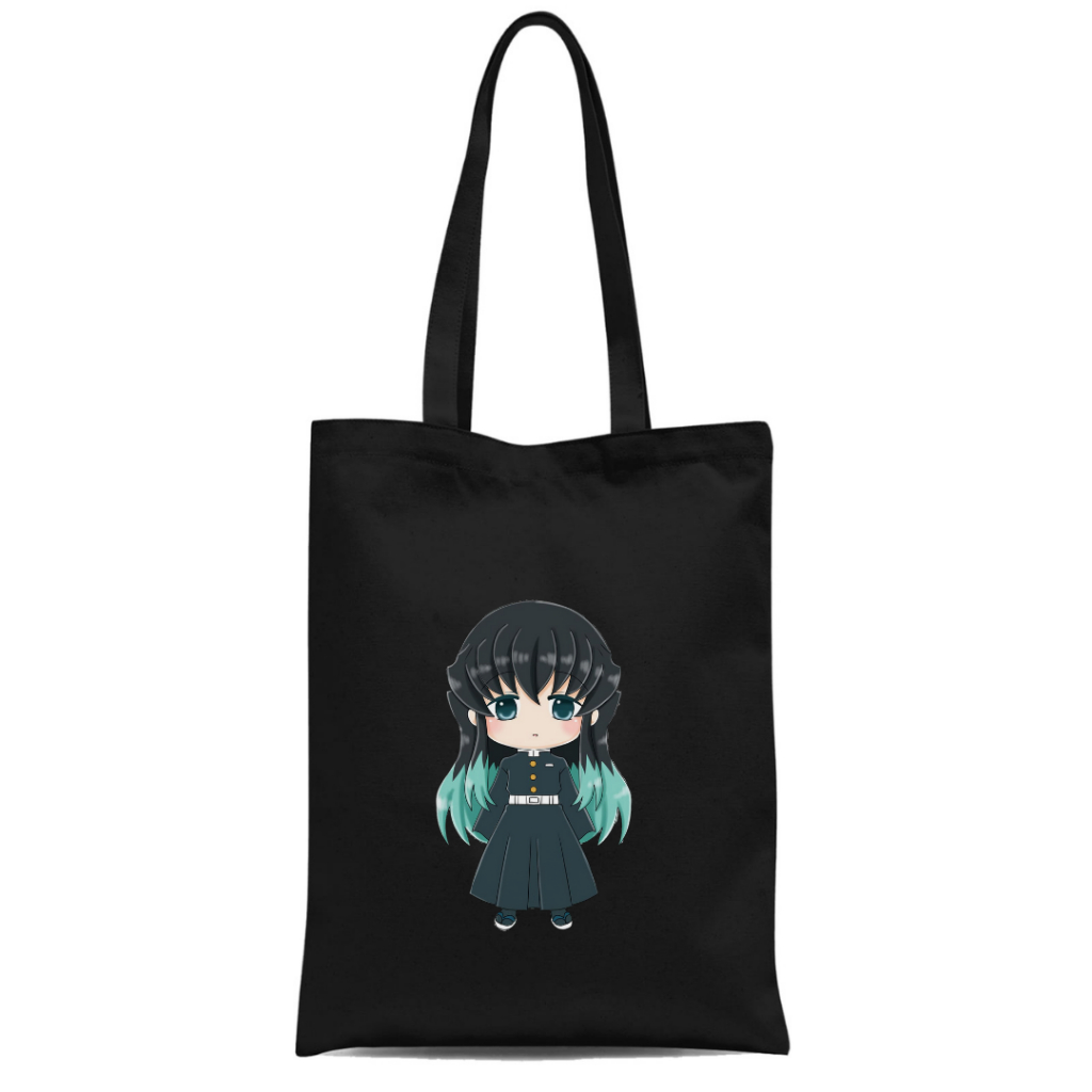 Totebag resleting DTF Demon slayer anime jepang series merchanidse tas kuliah kampus kerja viral || Kiiyoomii ||