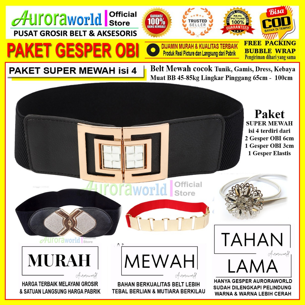 Auroraworld - PAKET MEWAH PAKET USAHA HEMAT 3PCS GESPER IKAT PINGGANG ELASTIS BELT WANITAFASHION FREE Bonus Spesial