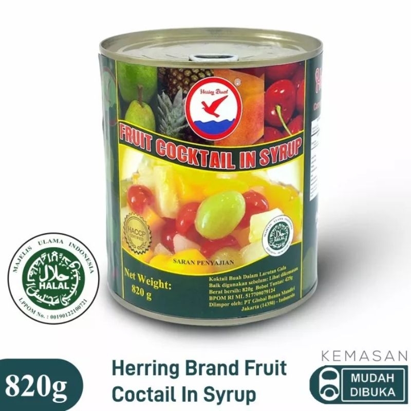 Herring brand buah campur dalam kaleng cocktail in syrup 820g (Satuan)