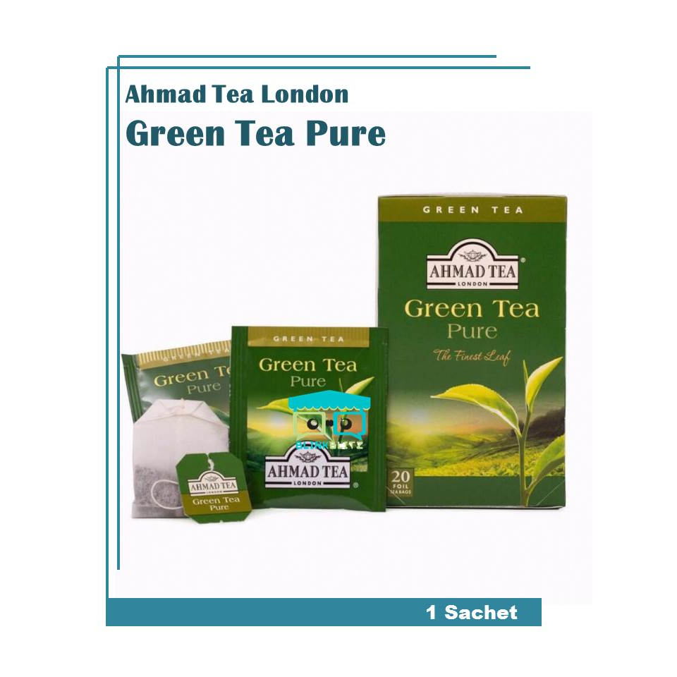 SACHET Ahmad Tea London GREEN TEA PURE Bags Teh Hijau Asli Diet