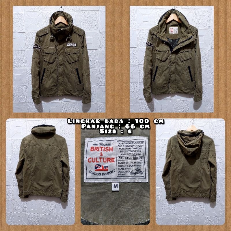 Jaket Parka Military M65 Merk Ask Enquired Warna Hijau Army Second Original.