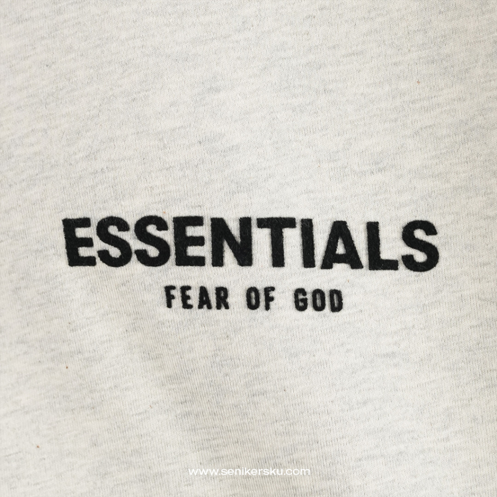 Essentials FOG Flocked Light Oatmeal Tee SS22