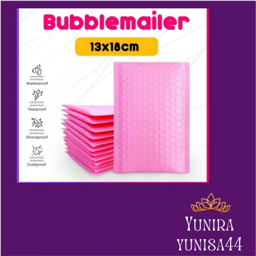 

amplop bubble wrap poly mailer bubble packing ukuran13x18cm pink