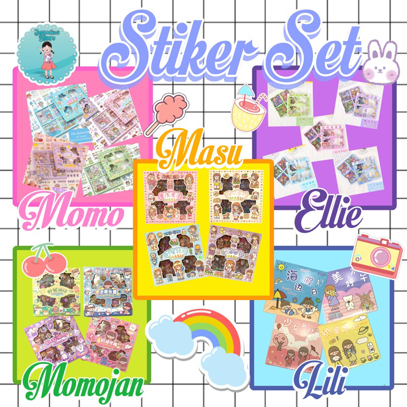 Stiker Momo Set/Stiker Masu Set/Stiker Momojan Set/Stiker Ellie Set