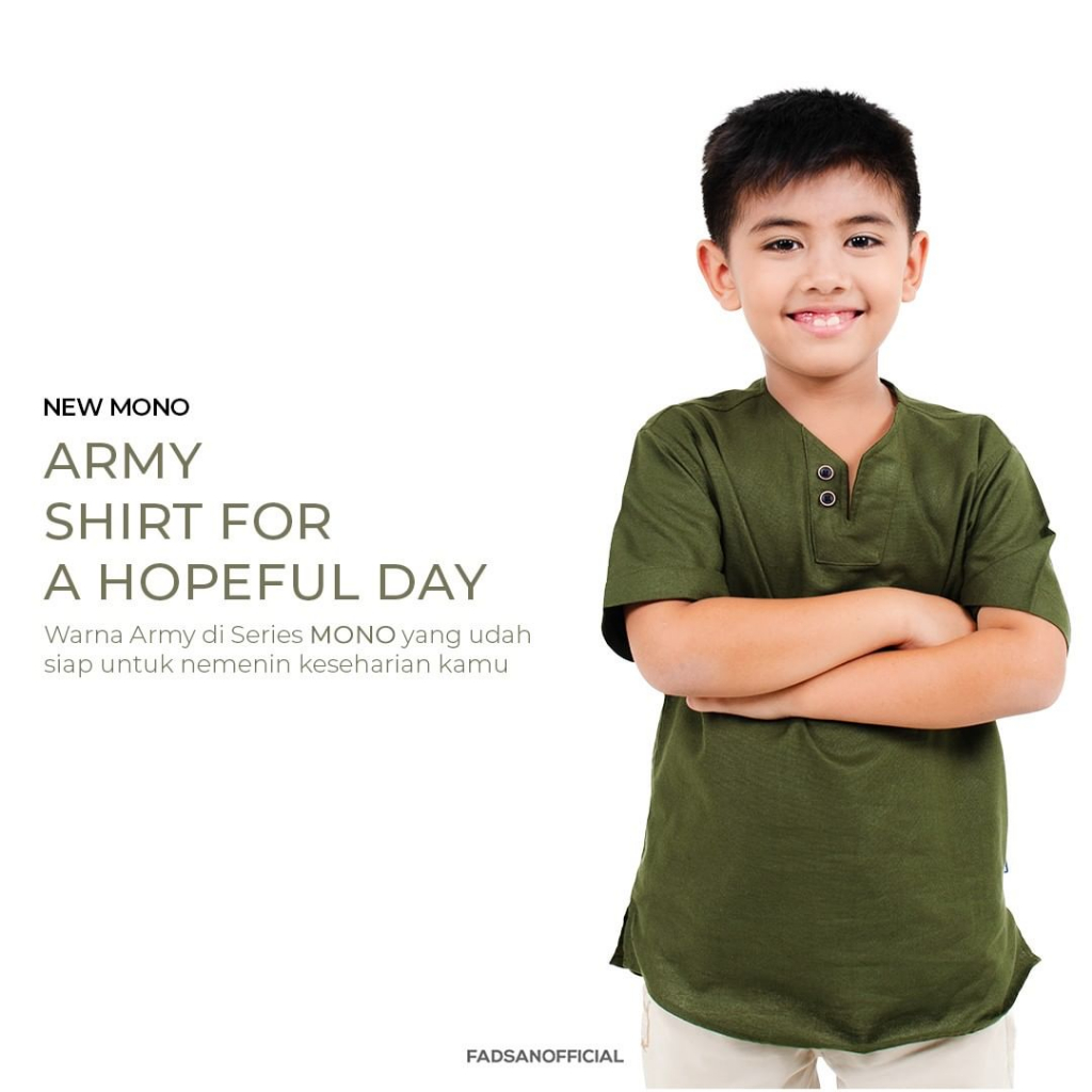 Hanania Baju Koko Couple Anak Laki Laki Dan Ayah Koko Pria Dewasa Lengan Pendek Warna Army