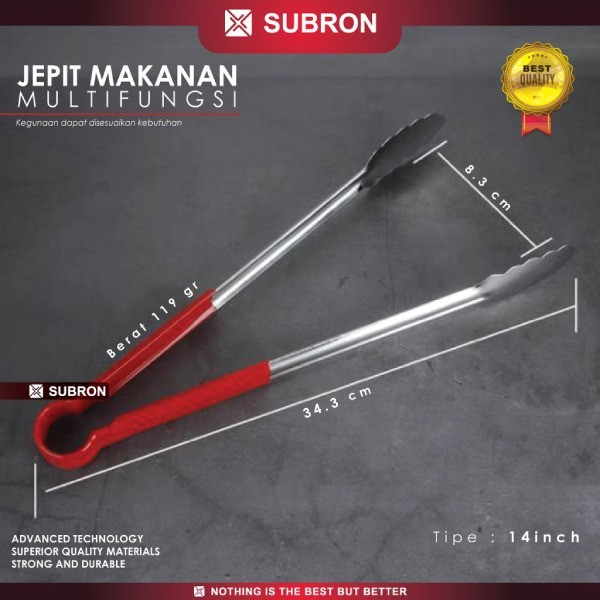 Subron Jepitan Kue Penjepit Makanan Warna 14 Inch Food Tongs Capit R14