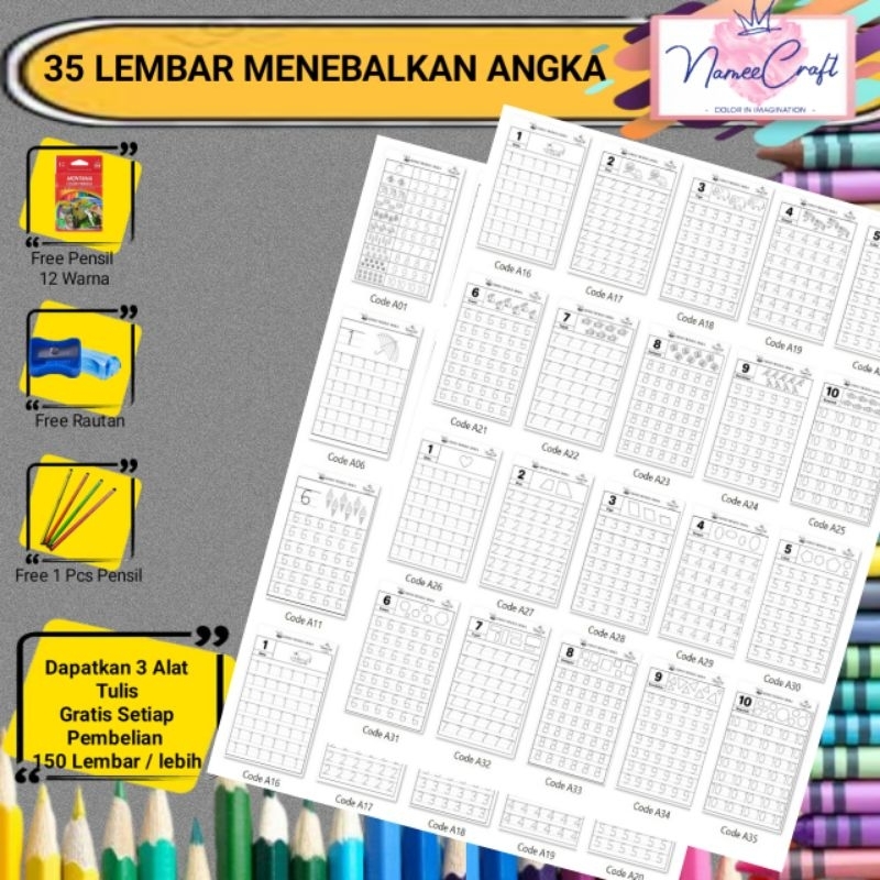 

[LMA1] All Variants 35 Lembar Edukasi Belajar Menulis dan Mengenal Angka || Tahap Pembelajaran Awal Anak