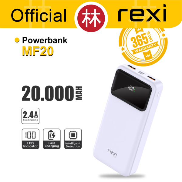 Rexi MF20 Powerbank 20.000 mAh 2 Port with LED Indicator Fast Charging