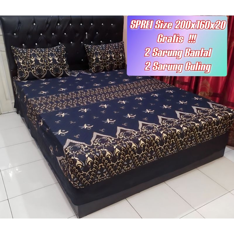 Sprei 160x200 Seprai Aesthetic Gratis 2 Sarung bantal guling Seprai Katun Homemade Motif Hitam Kotak Bunga Pink Aesthetic Karakter 160x20 Tidak Luntur Anti Geser Murah