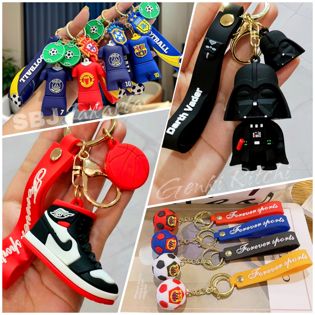 Gantungan kunci Cowok laki laki aksesoris Tas keychain darth vader minion bola spiderman popeye pubg